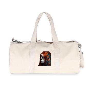 Floral Sugar Skull Portrait - Recycled Canvas Sports Bag by Stanley/Stella - natural - Front