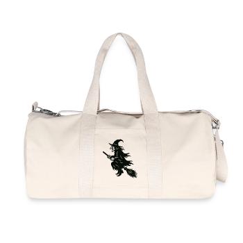 Halloween Witch on Broom Silhouette - Recycled Canvas Sports Bag by Stanley/Stella - natural - Front