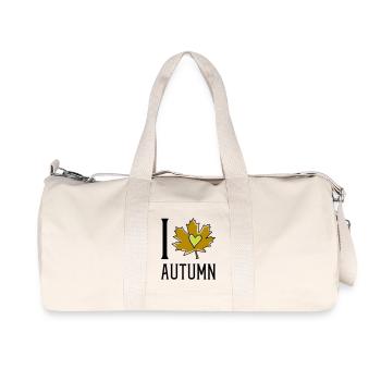 Heart in the autumn leaf - Recycled Canvas Sports Bag by Stanley/Stella - natural - Front