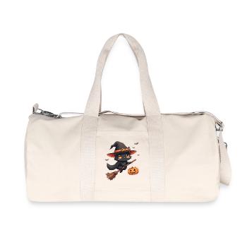 Halloween Cat with Halloween Pumpkin - Recycled Canvas Sports Bag by Stanley/Stella - natural - Front