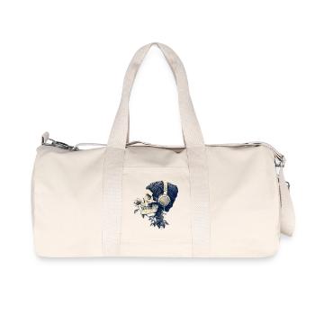 Skull with headphones and flowers - Recycled Canvas Sports Bag by Stanley/Stella - natural - Front