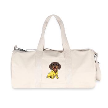 Cute Dachshund Dog Cartoon Friend For Life - Recycled Canvas Sports Bag by Stanley/Stella - natural - Front
