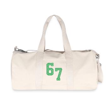 6 7 – Trendy minimalist text design, - Recycled Canvas Sports Bag by Stanley/Stella - natural - Front