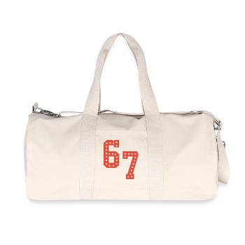 6 7 – Trendy minimalist text design, - Recycled Canvas Sports Bag by Stanley/Stella - natural - Front