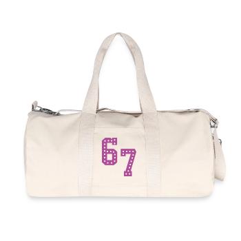 6 7 – Trendy minimalist text design, - Recycled Canvas Sports Bag by Stanley/Stella - natural - Front