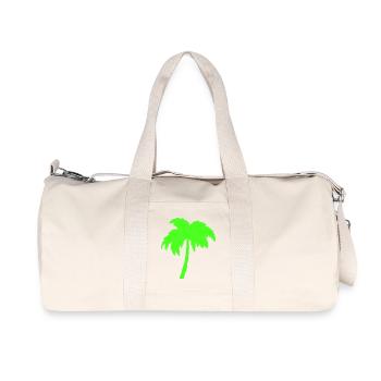 Neon palm tree silhouette on black - Recycled Canvas Sports Bag by Stanley/Stella - natural - Front