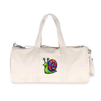 Rainbow Multicolor Psychedelic Snail - Recycled Canvas Sports Bag by Stanley/Stella - natural - Front