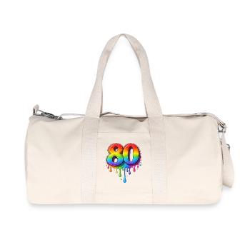 80 Rainbow Retro Number - Recycled Canvas Sports Bag by Stanley/Stella - natural - Front