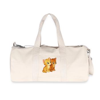 Kätzchen sitzen nebeneiander - Recycelte Canvas-Sporttasche von Stanley/Stella - Naturweiß - Vorne
