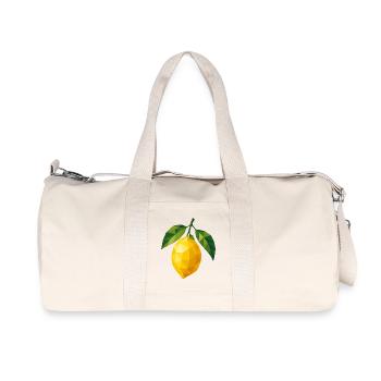 Geometric Lemon | Polygon Fruit Motif - Recycled Canvas Sports Bag by Stanley/Stella - natural - Front