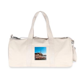 Sailboats in the blue sky harbor - Recycled Canvas Sports Bag by Stanley/Stella - natural - Front