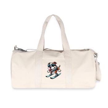 Dog Bulldog Snowboard Winter Sports Beginner - Recycled Canvas Sports Bag by Stanley/Stella - natural - Front