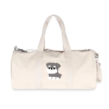 Grauer, flauschiger Schnauzer-Welpen-Charme - Recycelte Canvas-Sporttasche von Stanley/Stella - Naturweiß - Vorne