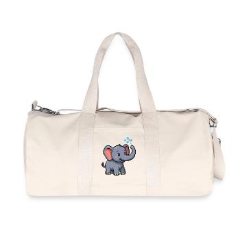 Pixel Elephant with Bubbles - Recycled Canvas Sports Bag by Stanley/Stella - natural - Front