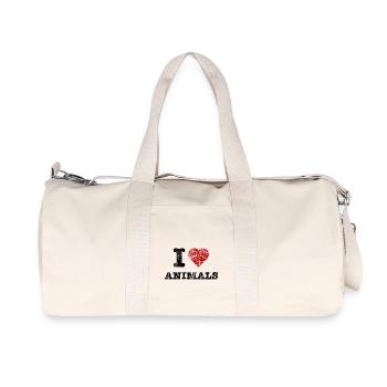 i_love_animals_vintage - Recycled Canvas Sports Bag by Stanley/Stella - natural - Front