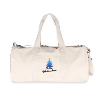 Frohe Weihnachten Blauer Weihnachtsbaum Christbaum - Recycelte Canvas-Sporttasche von Stanley/Stella - Naturweiß - Vorne