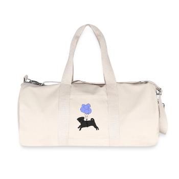 Black pug flying balloons - Recycled Canvas Sports Bag by Stanley/Stella - natural - Front