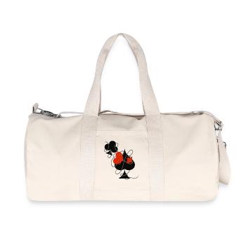 La chance dans le jeu ... | Cartes à jouer | Cadeau - Sac de sport en toile recyclée Stanley/Stella - blanc naturel - Devant