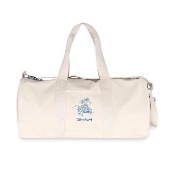 Urlaubsreif - Schildkröte mit Insel in blau - Recycelte Canvas-Sporttasche von Stanley/Stella - Naturweiß - Vorne