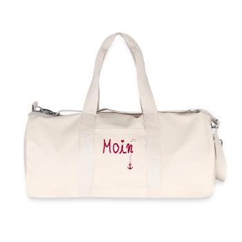 Moin Begrüßung Moin mit Möwe in Pink - Recycelte Canvas-Sporttasche von Stanley/Stella - Naturweiß - Vorne