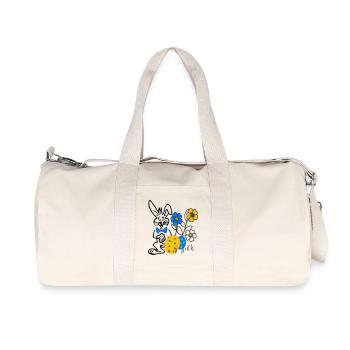 Hase mit Ostereier und Blumen - Recycelte Canvas-Sporttasche von Stanley/Stella - Naturweiß - Vorne