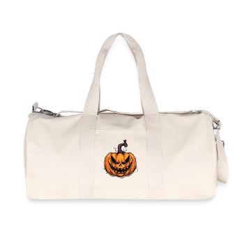 Spooky Halloween Pumpkin Mask Design - Recycled Canvas Sports Bag by Stanley/Stella - natural - Front