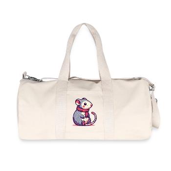 Süße Maus im Schal - Recycelte Canvas-Sporttasche von Stanley/Stella - Naturweiß - Vorne