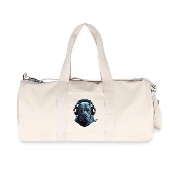 Cooler Pitbull mit Kopfhörern - Recycelte Canvas-Sporttasche von Stanley/Stella - Naturweiß - Vorne
