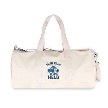 Logo Polizei Kinder "Mein Papa ist mein Held" - Recycelte Canvas-Sporttasche von Stanley/Stella - Naturweiß - Vorne
