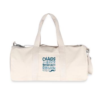 Chaos ist nur eine verkappte Gelegenheit - Fun Quote - Recycelte Canvas-Sporttasche von Stanley/Stella - Naturweiß - Vorne