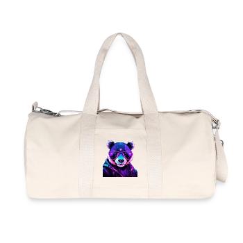 Cyberpunk Panda mit Neonbrille - Recycelte Canvas-Sporttasche von Stanley/Stella - Naturweiß - Vorne