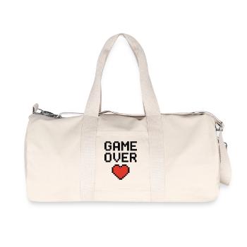Pixel Heart Game Lover Design - Recycled Canvas Sports Bag by Stanley/Stella - natural - Front