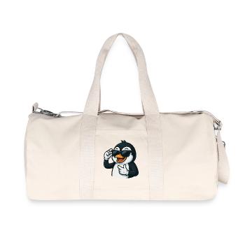 Cool penguin with sunglasses cartoon arctic - Recycled Canvas Sports Bag by Stanley/Stella - natural - Front