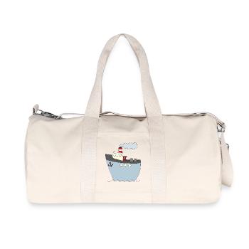 Motif de bateau ludique pour vêtements pour enfants - Sac de sport en toile recyclée Stanley/Stella - blanc naturel - Devant