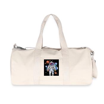 Space astronaut with planetary cosmos - Recycled Canvas Sports Bag by Stanley/Stella - natural - Front