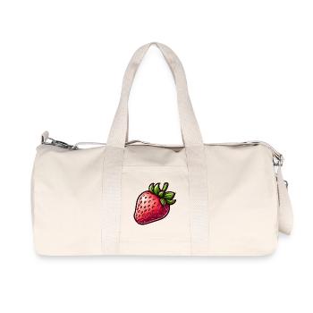 Bursting Strawberry Vintage Illustration - Recycled Canvas Sports Bag by Stanley/Stella - natural - Front