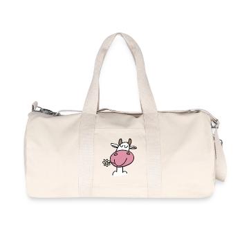 Fröhliche Kuh und zarte Blume - Recycelte Canvas-Sporttasche von Stanley/Stella - Naturweiß - Vorne