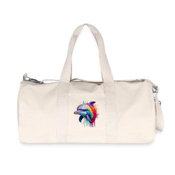 Colorful Dolphin Art Print - Recycled Canvas Sports Bag by Stanley/Stella - natural - Front