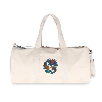 Vibrant Koi and Lotus Water Scene - Recycled Canvas Sports Bag by Stanley/Stella - natural - Front
