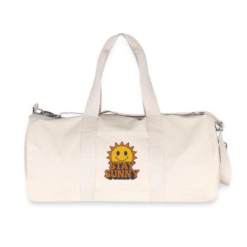 Optimistic Sunny Smiley Print - Recycled Canvas Sports Bag by Stanley/Stella - natural - Front