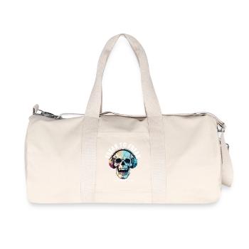 Crâne avec conception de casque néon - Sac de sport en toile recyclée Stanley/Stella - blanc naturel - Devant