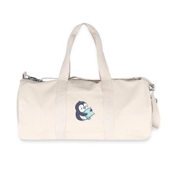 Cuddly Penguin with Blue Pillow - Recycled Canvas Sports Bag by Stanley/Stella - natural - Front