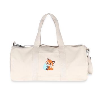 Cozy Fox mit blauem Kissen - Recycelte Canvas-Sporttasche von Stanley/Stella - Naturweiß - Vorne