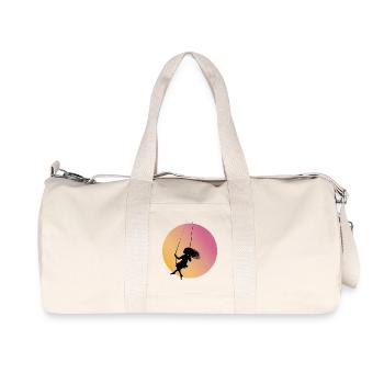 Silhouette de fille sur la balançoire au coucher du soleil - Sac de sport en toile recyclée Stanley/Stella - blanc naturel - Devant