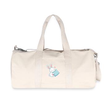 Pastellfarben, kuscheliges Kaninchen und Herzkissen - Recycelte Canvas-Sporttasche von Stanley/Stella - Naturweiß - Vorne