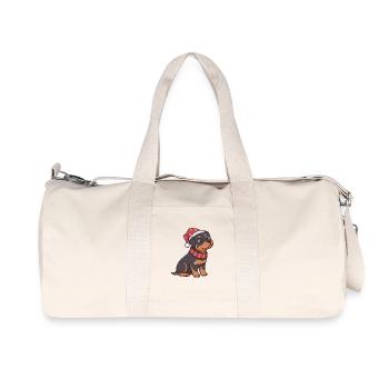 Christmas Puppy in Santa Hat - Recycled Canvas Sports Bag by Stanley/Stella - natural - Front