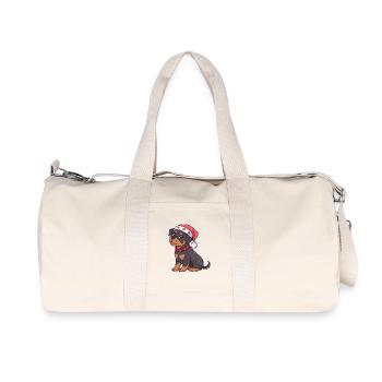 Santa Rottweiler Christmas Puppy - Recycled Canvas Sports Bag by Stanley/Stella - natural - Front