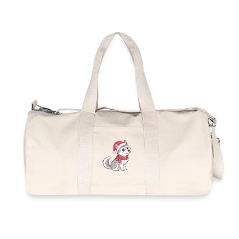 Husky Noël Cartoon Doux - Sac de sport en toile recyclée Stanley/Stella - blanc naturel - Devant