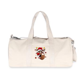 Funny Reindeer Red Nose Funny Crazy - Recycled Canvas Sports Bag by Stanley/Stella - natural - Front