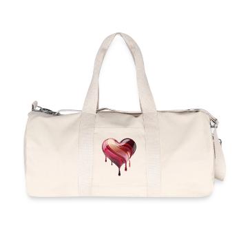 Fließendes Herz Pinkrot - Recycelte Canvas-Sporttasche von Stanley/Stella - Naturweiß - Vorne